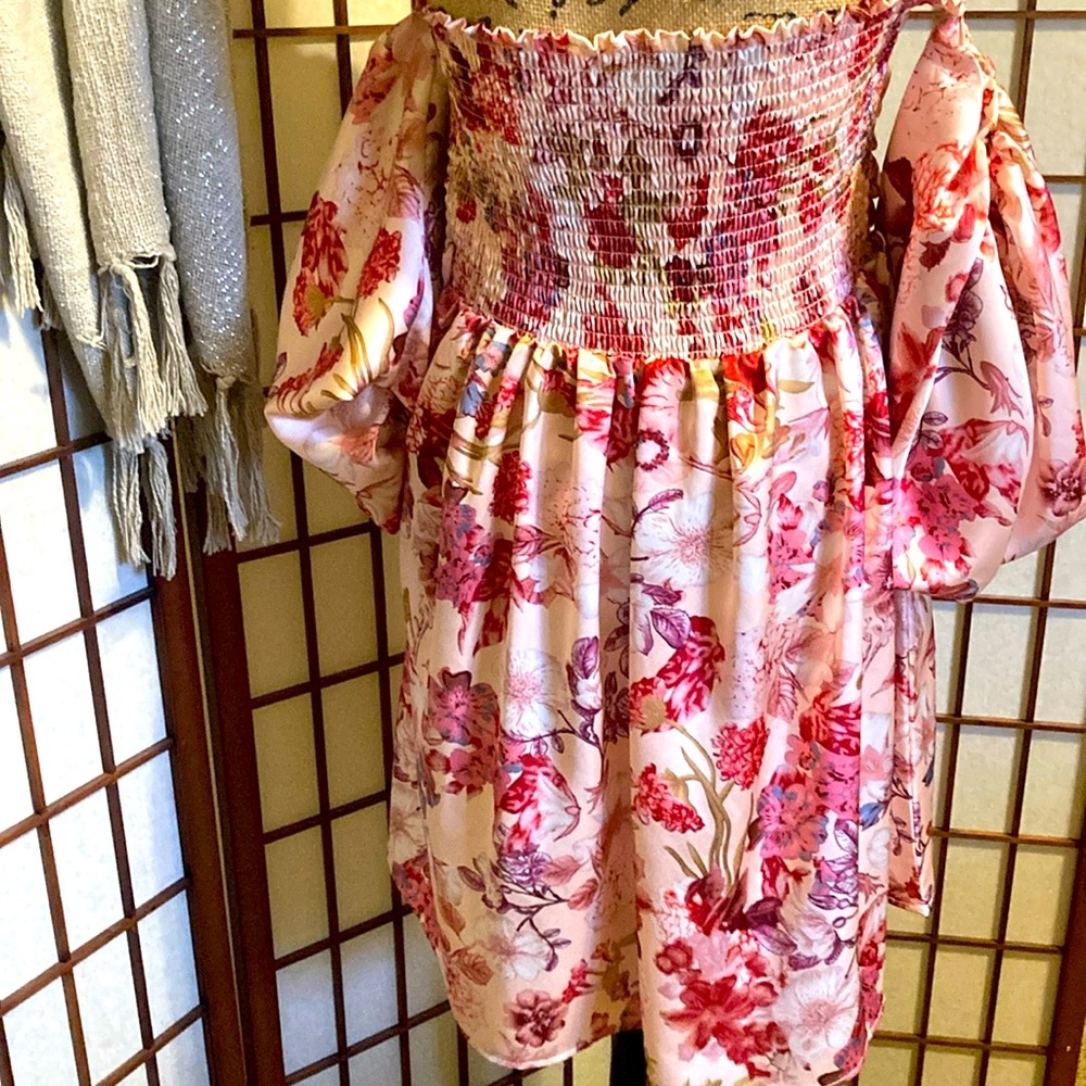 Satin Off Shoulder Party Dress - Picture 5 of 6